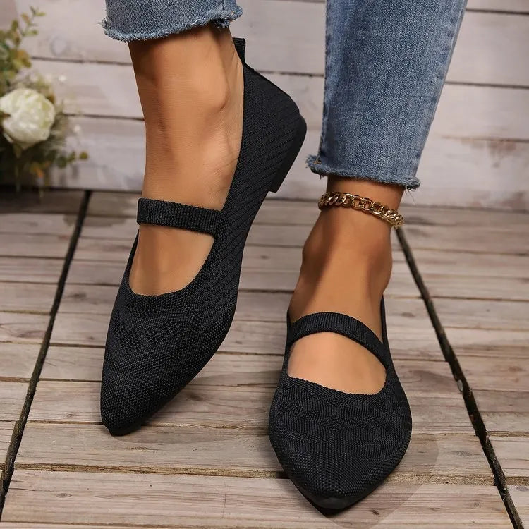 Flyknit Pointed Flat Bottom Pumps Women's Low-cut Shoes - Bellarte Enchanté Flyknit Pointed Flat Bottom Pumps Women's Low-cut Shoes